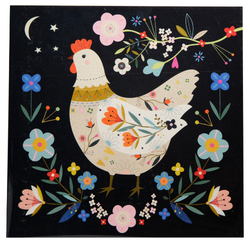 Hen and Flowers